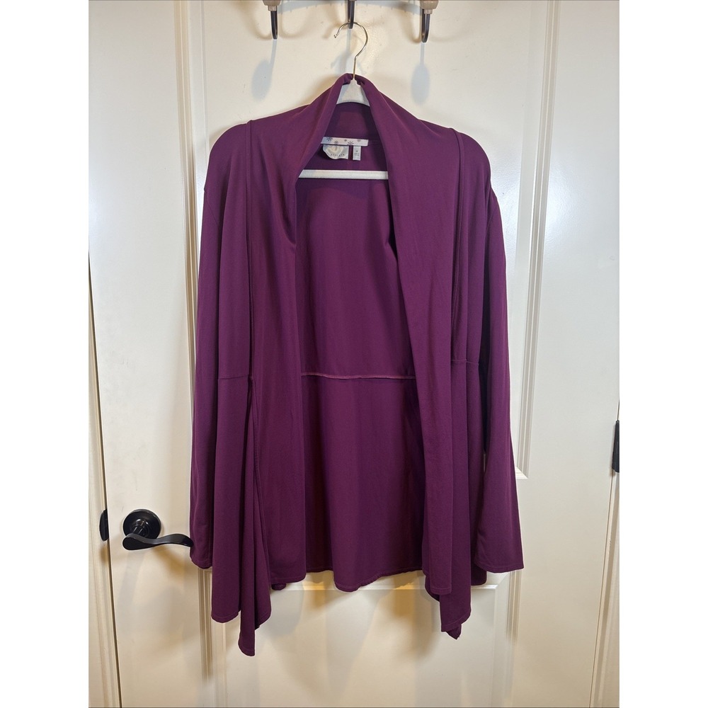 Athleta Cardigan Plum Open Front Drape Cozy Lounge Size Medium Active Yoga